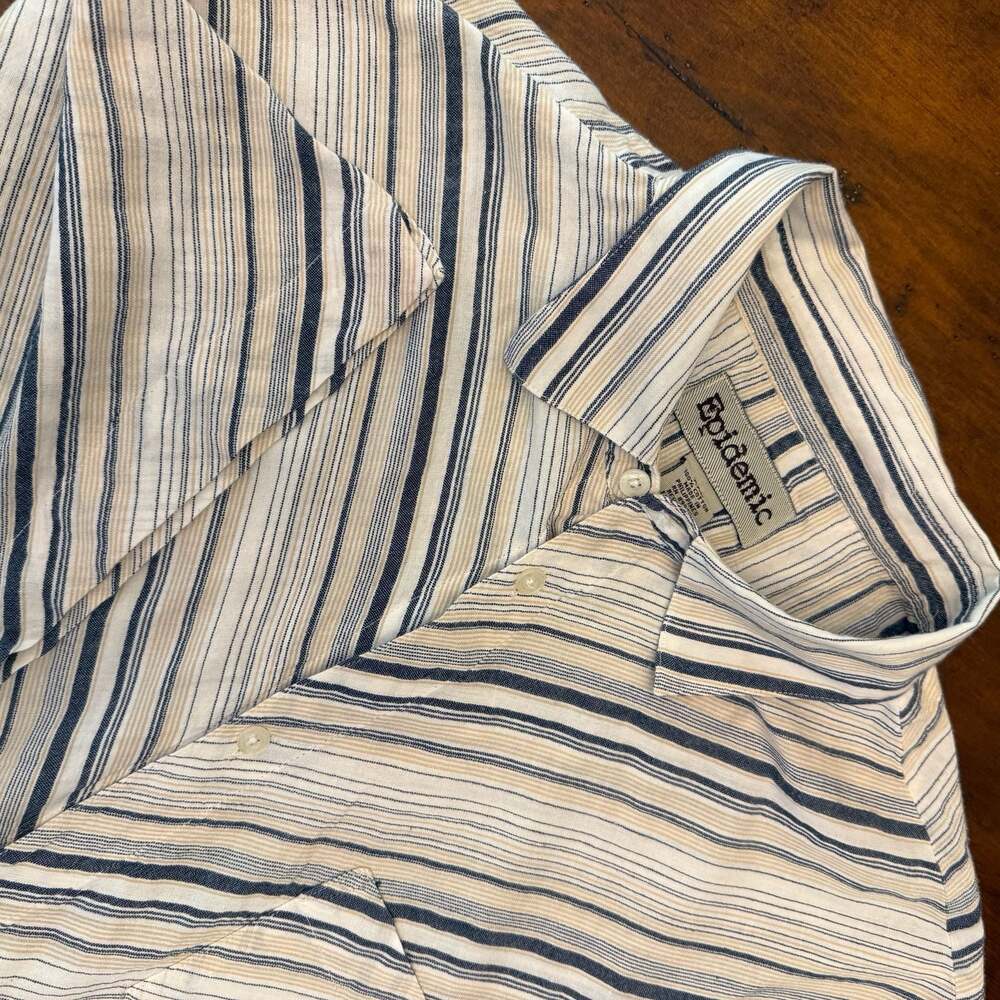 Vtg Epidemic Men's XXL Short Sleeve Button Down Shirt Striped Cotton